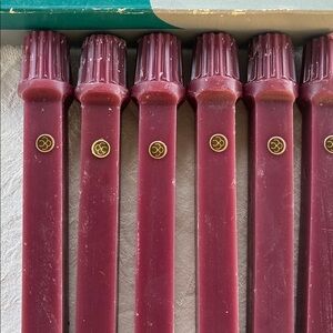 PartyLite 10" Maroon Unscented Dinner Candles 6 Pack Square USA MULBERRY Vintage